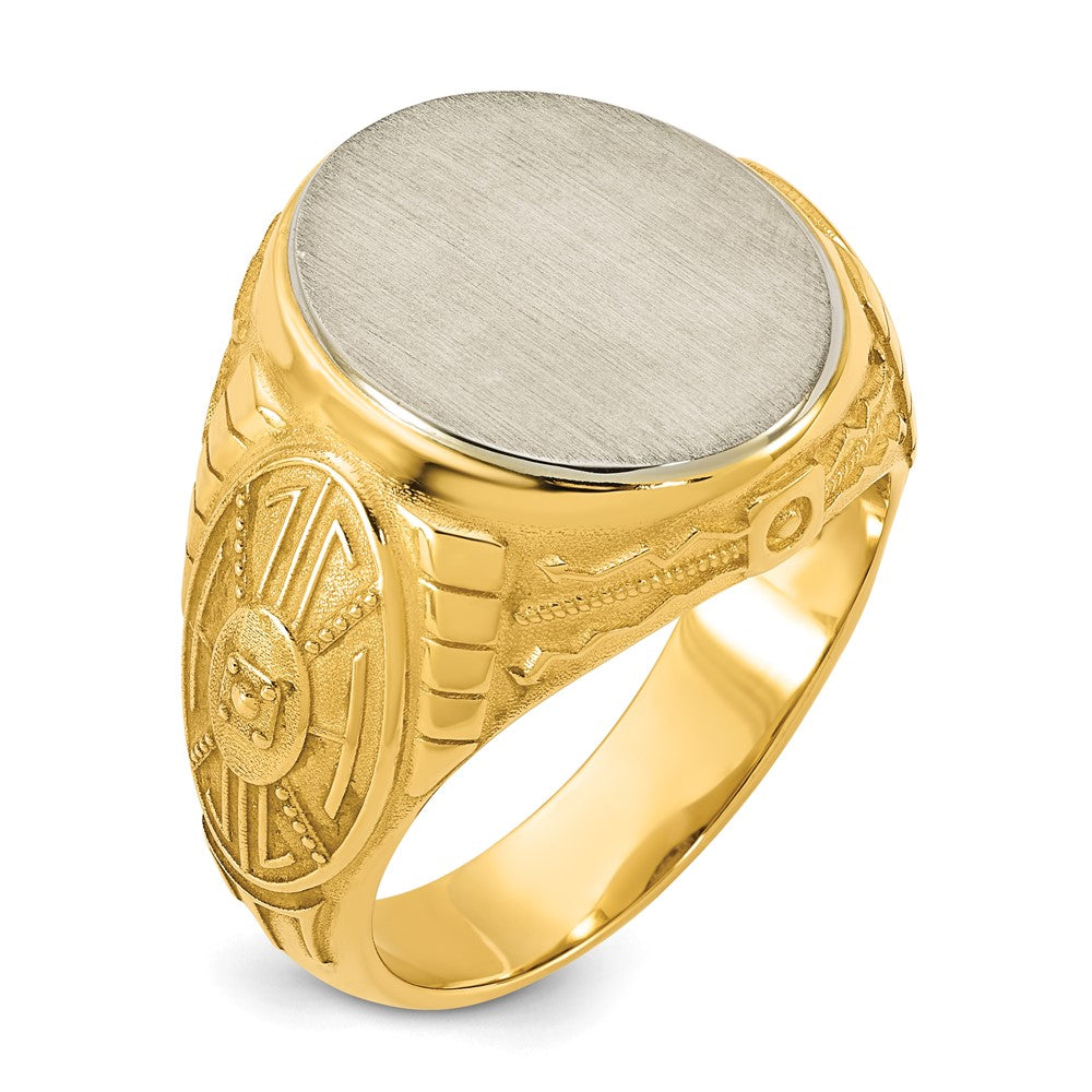 14k Two-Tone Engravable Round Signet ring