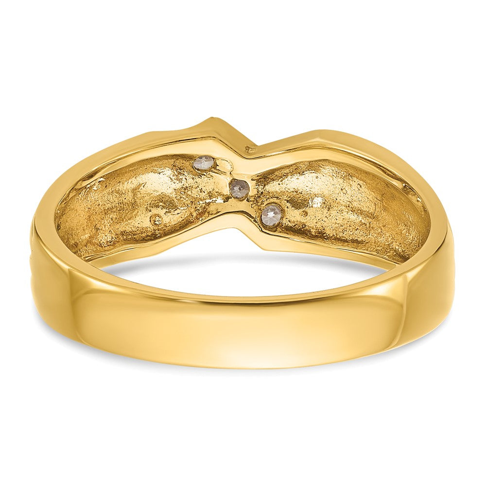 14k IBGoodman Men's Polished and Grooved 3-Stone Ring Mounting