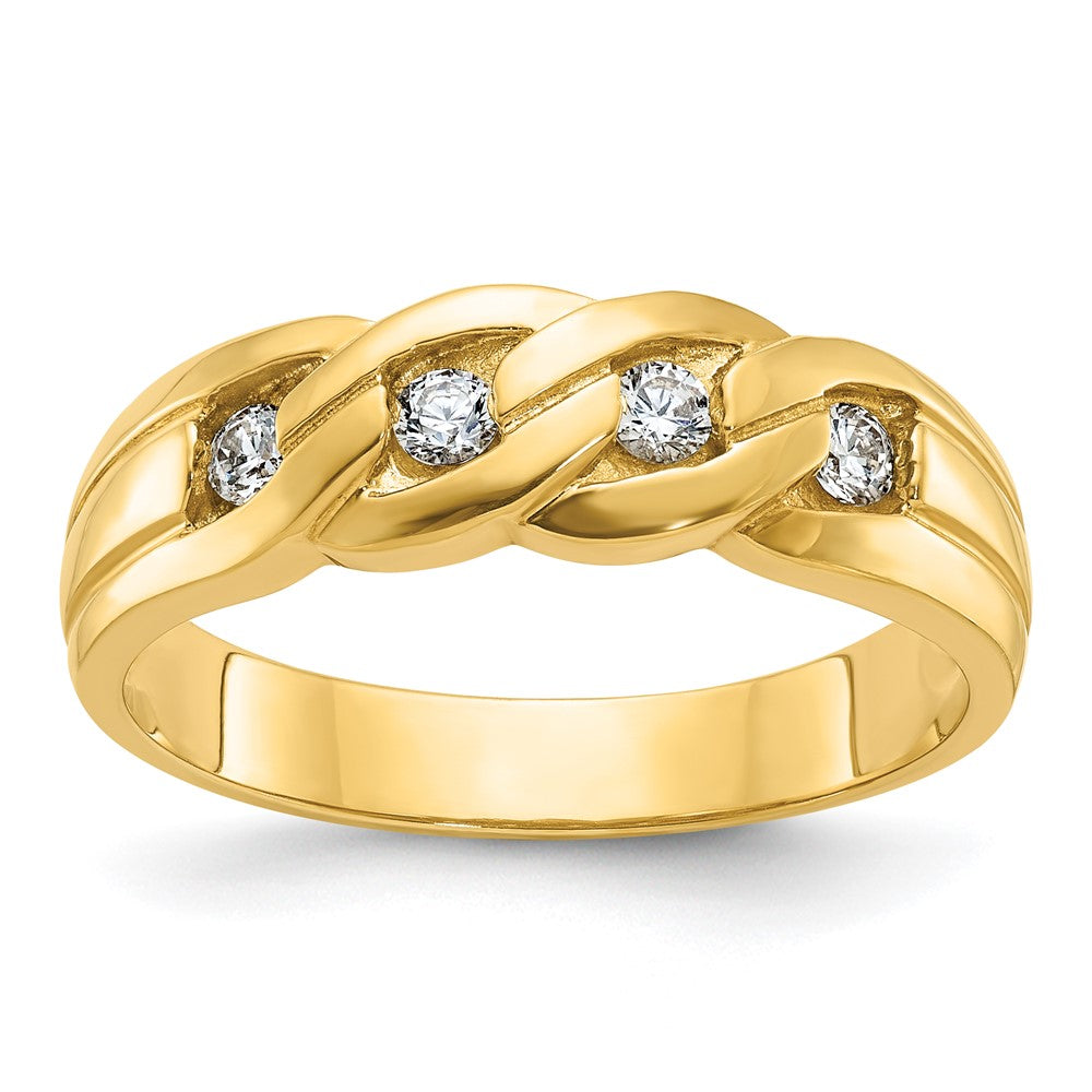 14k IBGoodman Men's Link Design Diamond Complete Ring