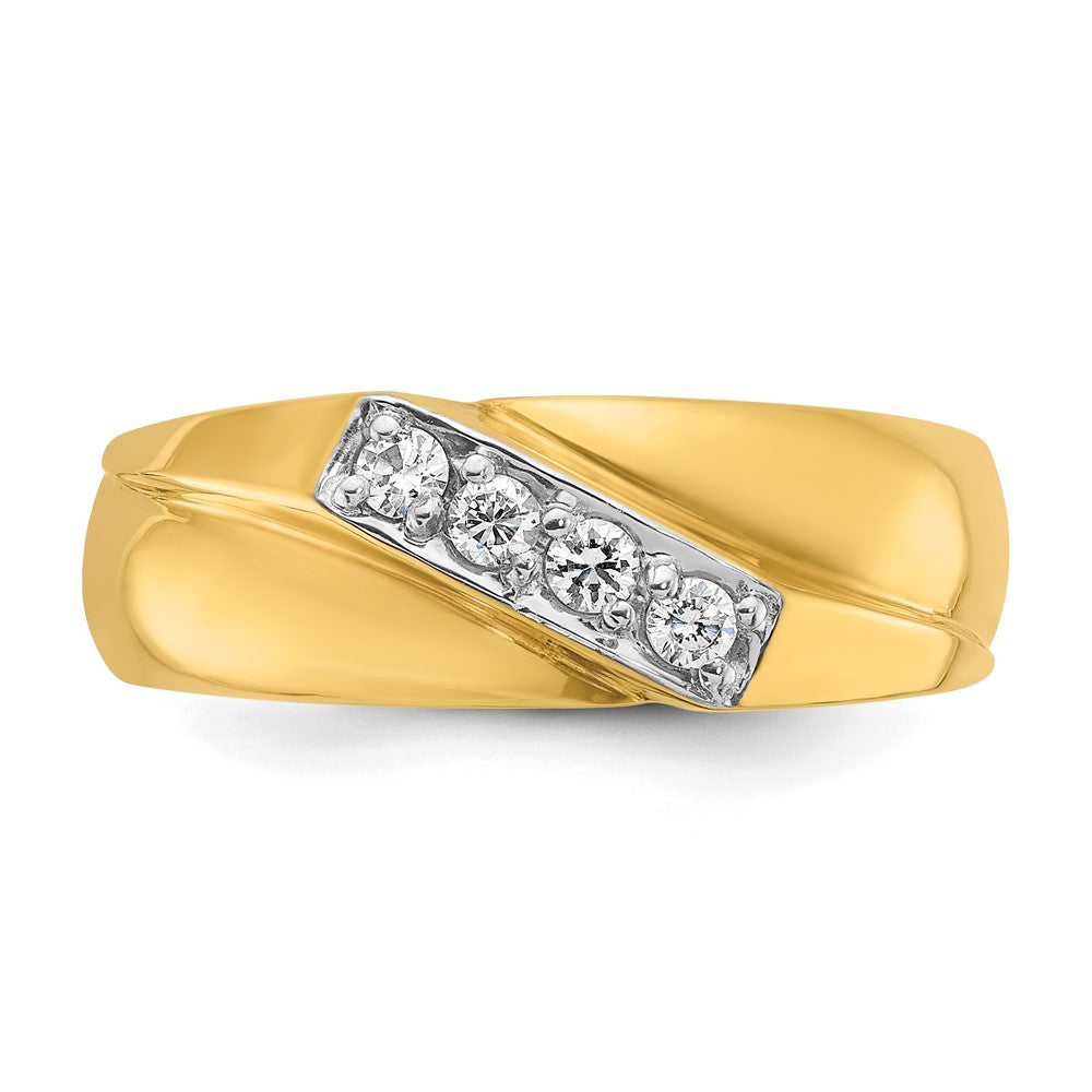 14k IBGoodman Men's Polished Curved Bypass 4-Stone Ring Mounting