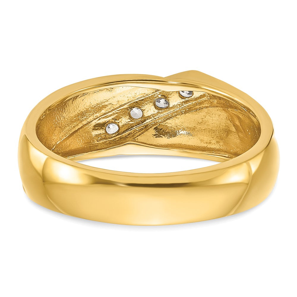 14k w/ White RH IBGoodman Men's Polished Curved Bypass Diamond Ring