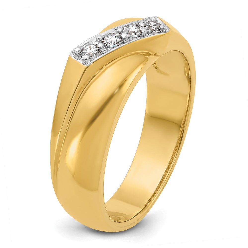 14k IBGoodman Men's Polished Curved Bypass 4-Stone Ring Mounting