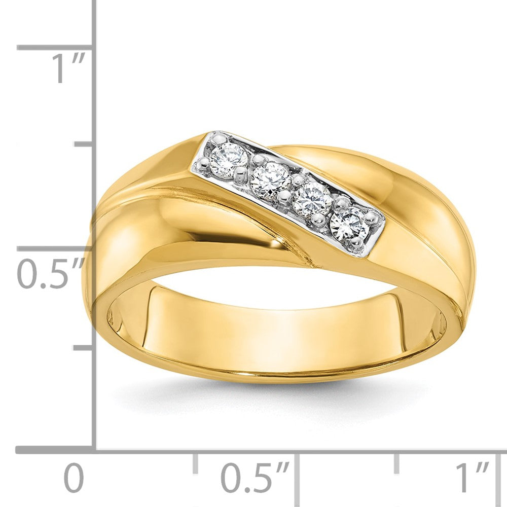 14k w/ White RH IBGoodman Men's Polished Curved Bypass Diamond Ring