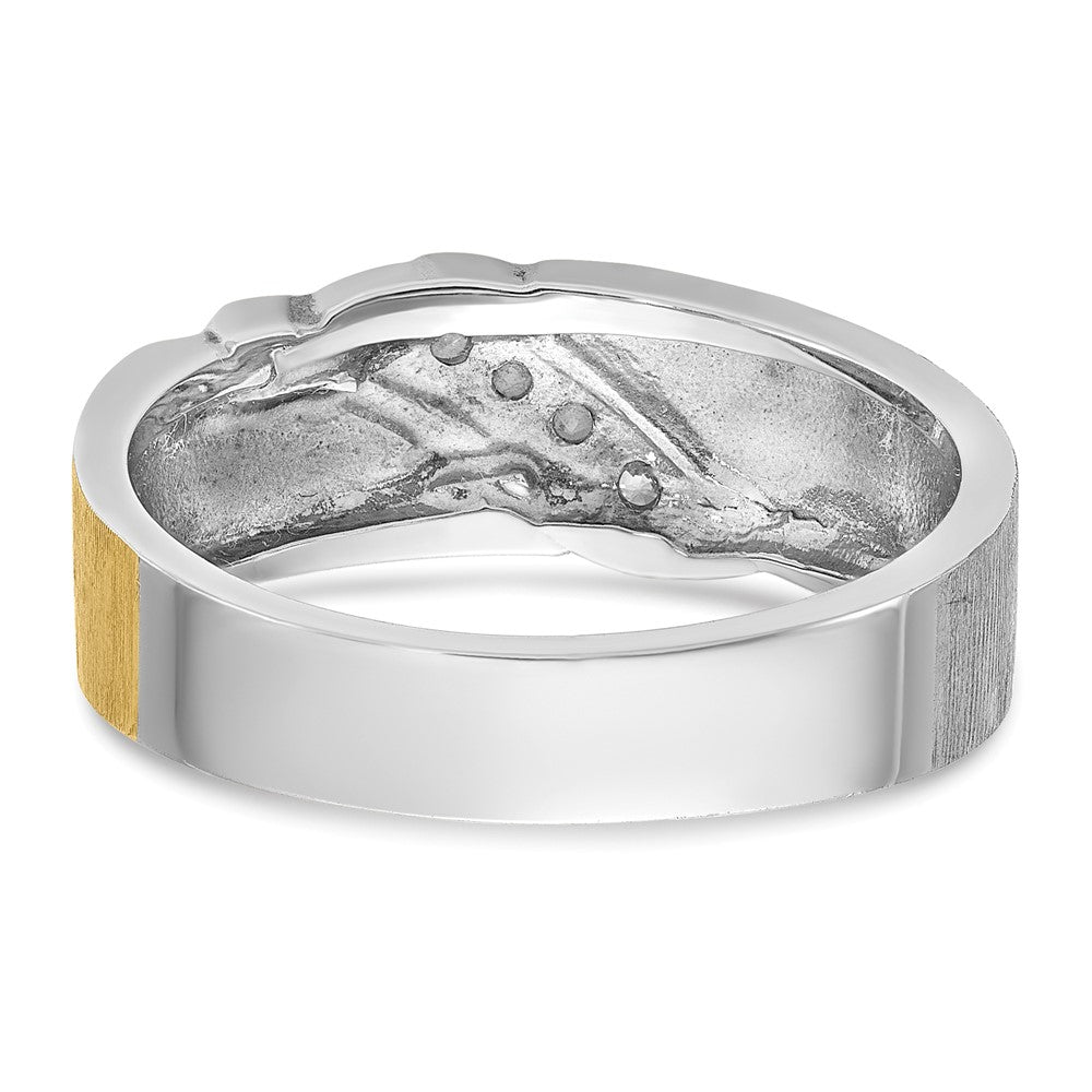 14ktt IBGoodman Men's Polished Satin & Grooved 4-Stone Diamond Ring