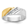 14ktt IBGoodman Men's Polished Satin & Grooved 4-Stone Ring Mounting