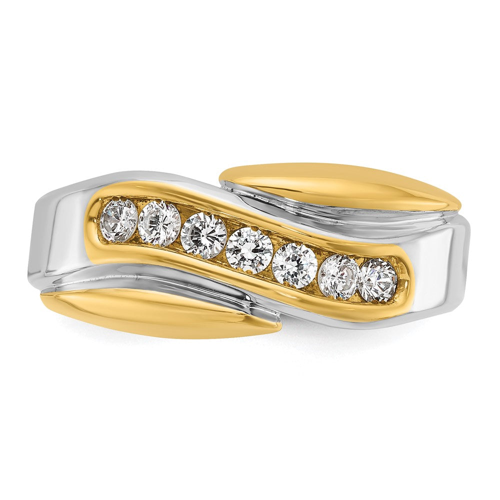 14ktt IBGoodman Men's Polished & Grooved Curved Bypass Ring Mounting