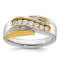 14ktt IBGoodman Men's Polished & Grooved Curved Bypass Diamond Ring