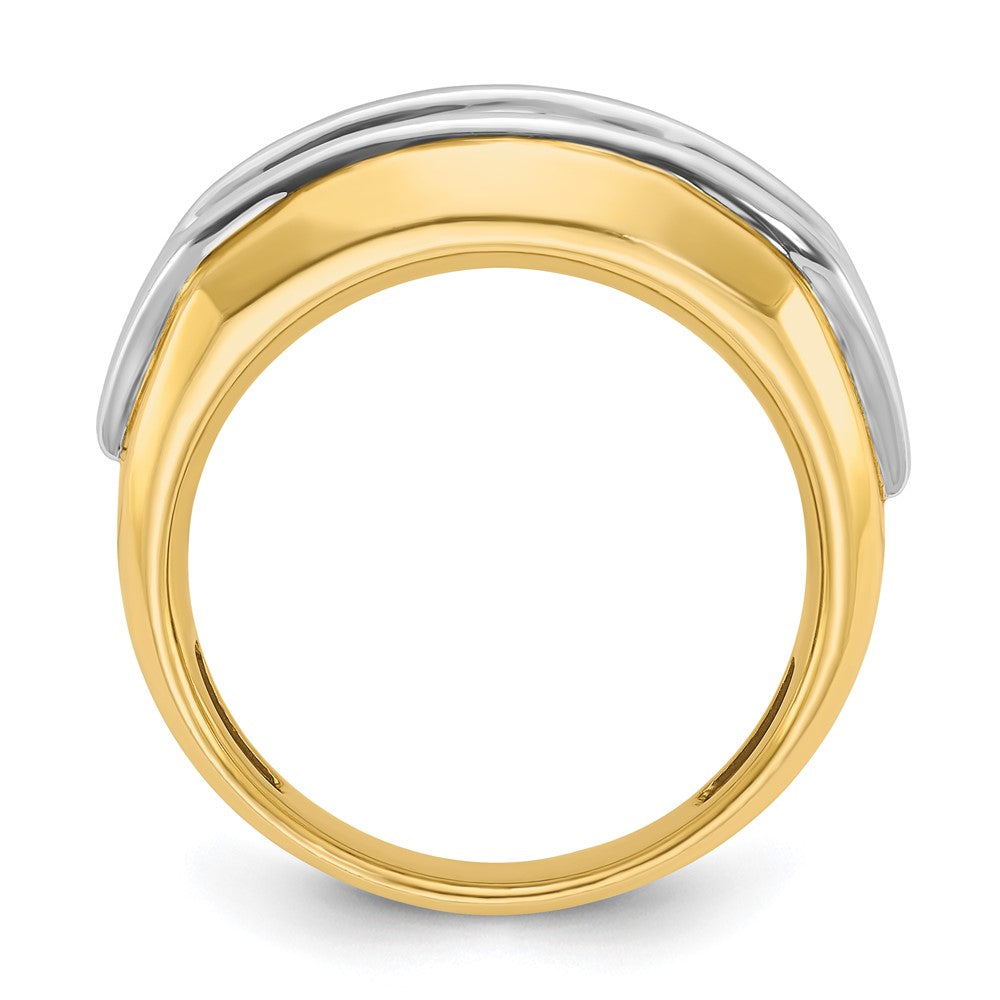 14k Two-tone IBGoodman Men's Polished & Grooved 5-Stone Ring Mtg