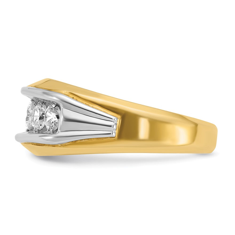 14k Two-tone IBGoodman Men's Polished & Grooved 5-Stone Ring Mtg