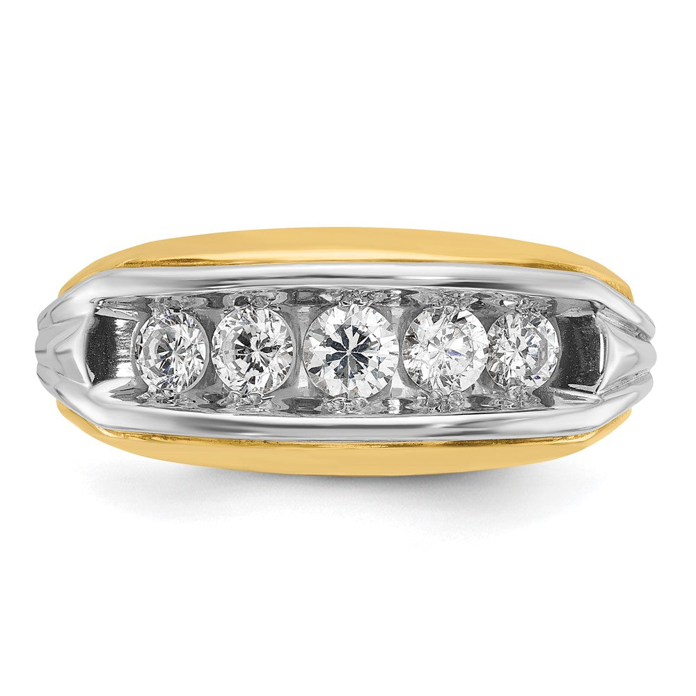 14k Two-tone IBGoodman Men's Polished & Grooved 5-Stone Ring Mtg