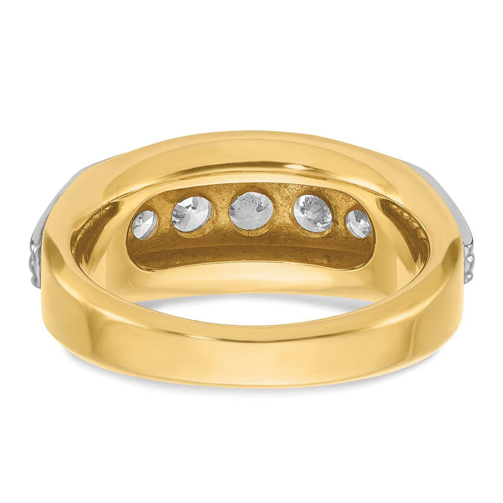 14k Two-tone IBGoodman Men's Polished & Grooved 5-Stone Ring Mtg