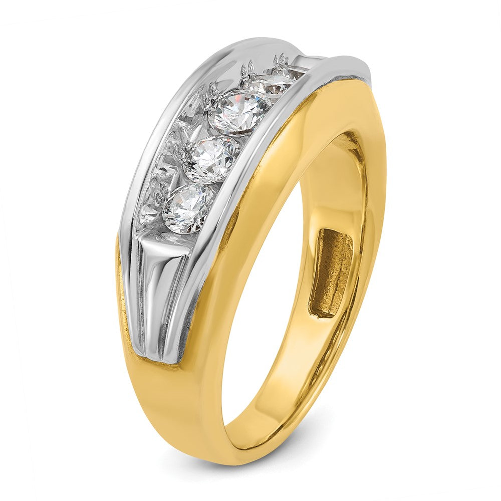 14k Two-tone IBGoodman Men's Polished & Grooved 5-Stone Ring Mtg