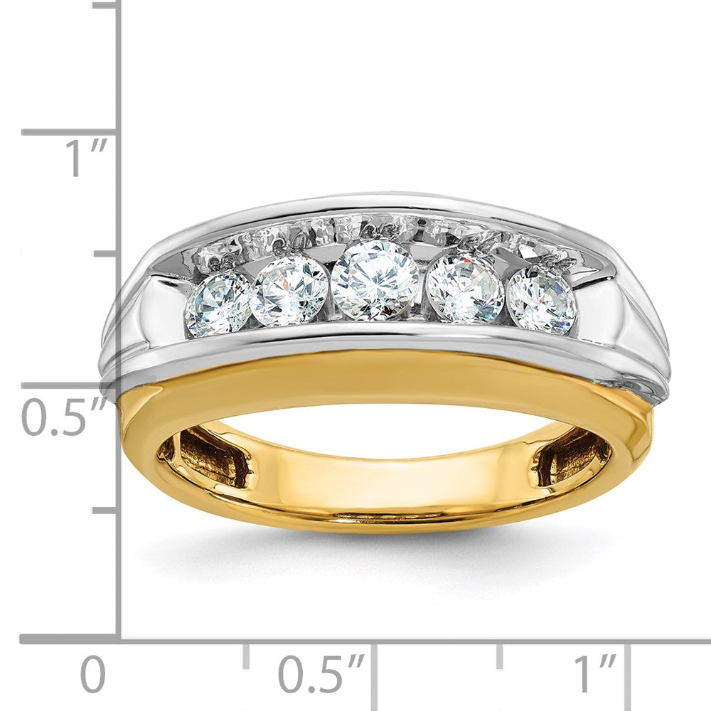 14ktt IBGoodman Men's Polished & Grooved 5-Stone Diamond Ring