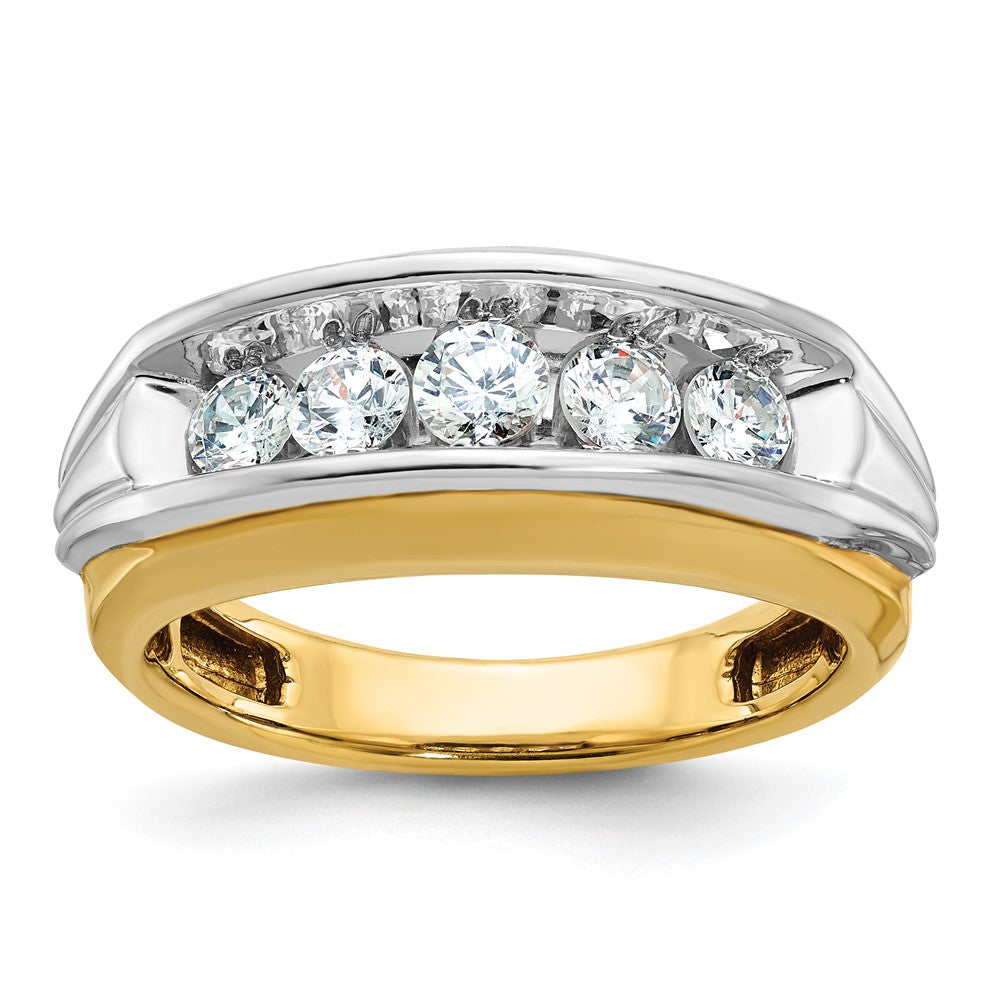 14k Two-tone IBGoodman Men's Polished & Grooved 5-Stone Ring Mtg