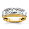 14ktt IBGoodman Men's Polished & Grooved 5-Stone Diamond Ring