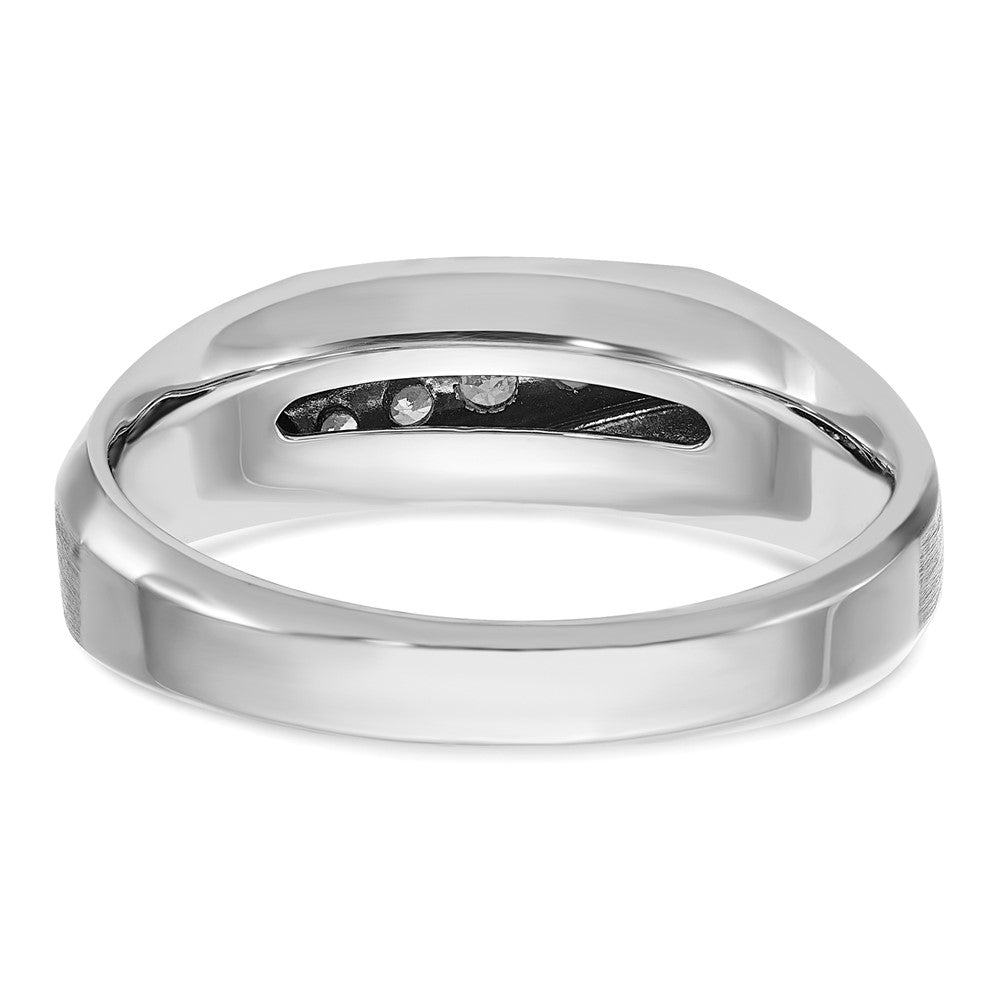 14k White Gold IBGoodman Men's Polished & Satin 5-Stone Diamond Ring