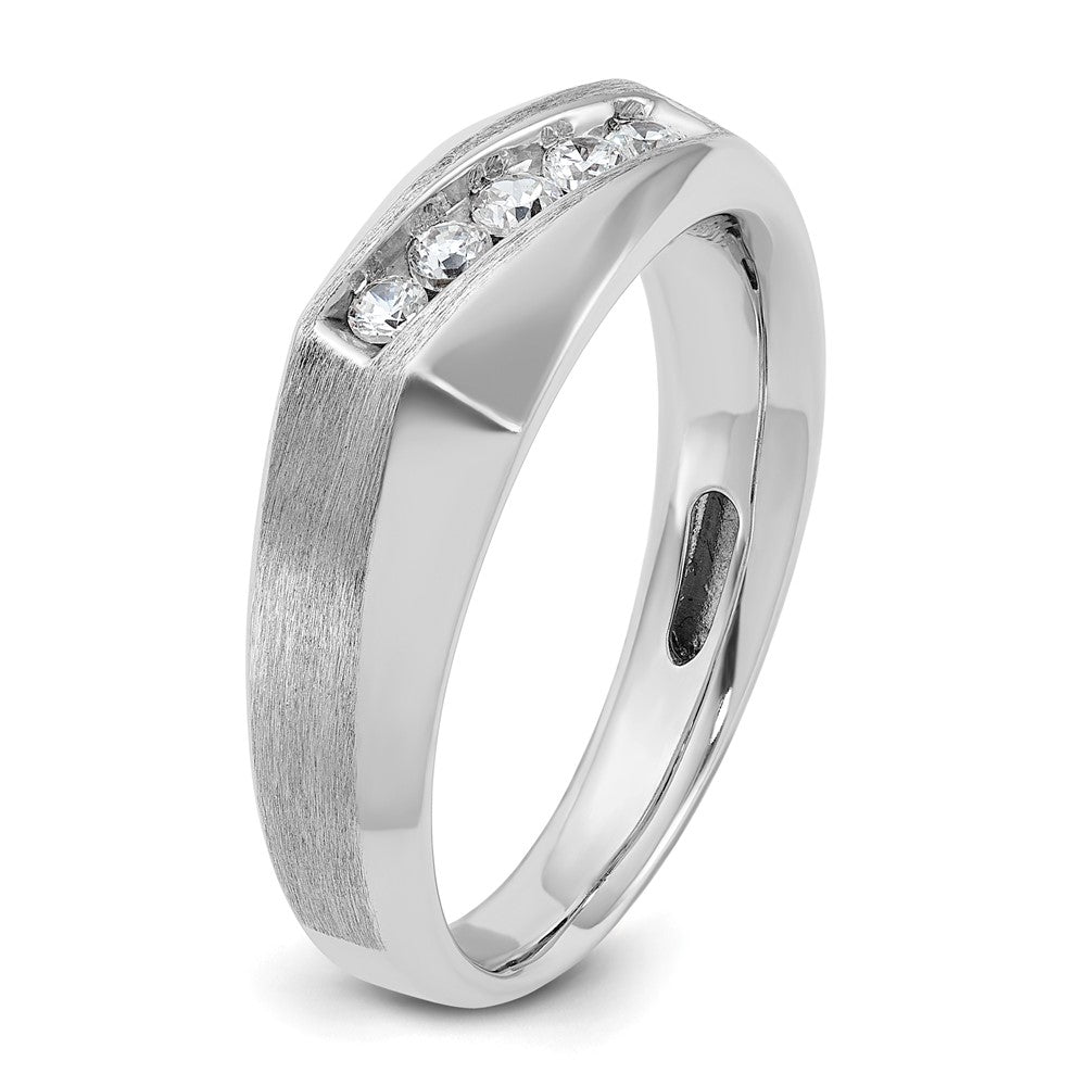 14k White Gold IBGoodman Men's Polished & Satin 5-Stone Ring Mounting