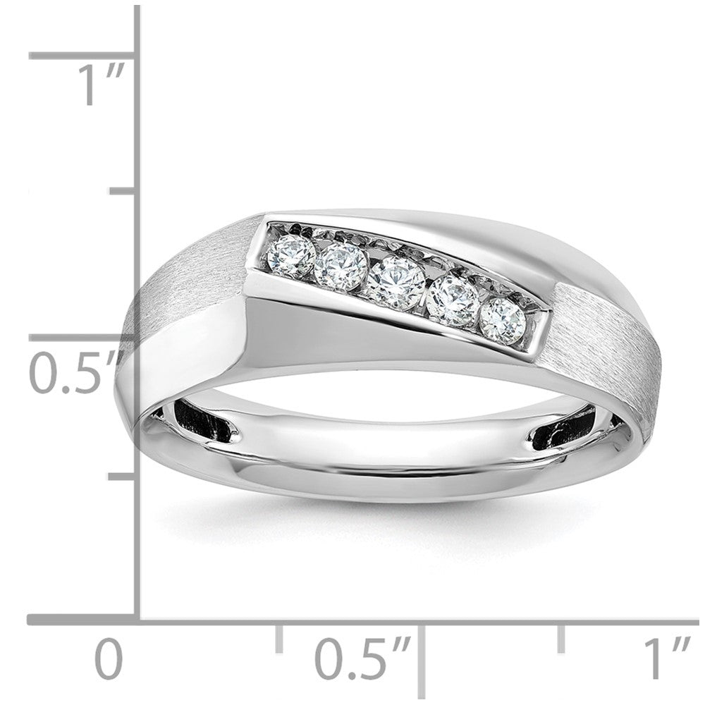 14k White Gold IBGoodman Men's Polished & Satin 5-Stone Ring Mounting