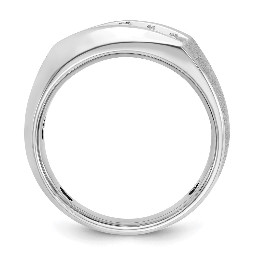 14k White Gold IBGoodman Men's Polished & Satin 5-Stone Diamond Ring