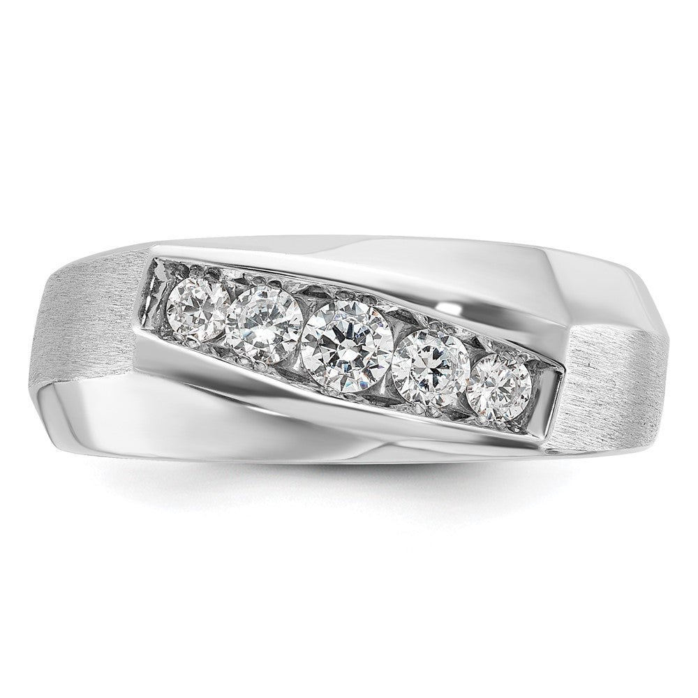 14k White Gold IBGoodman Men's Polished & Satin 5-Stone Ring Mounting