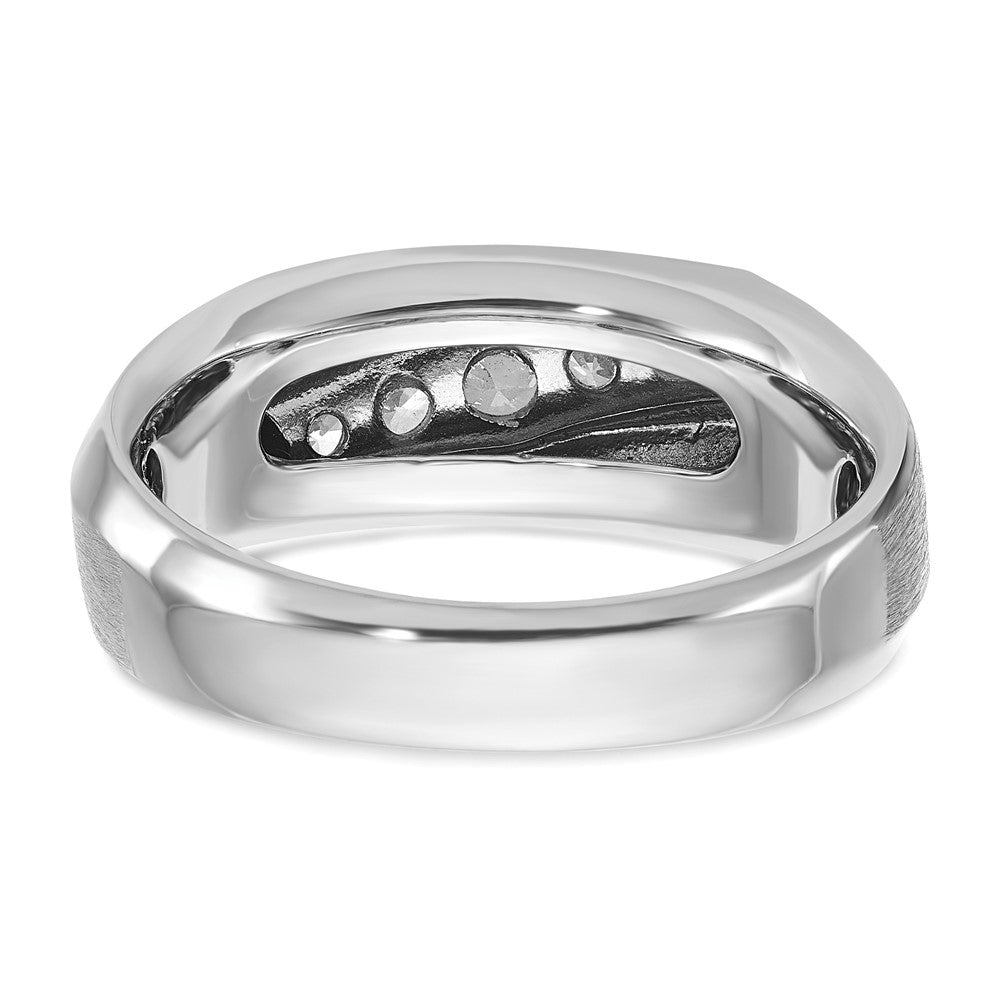 14k White Gold IBGoodman Men's Polished & Satin 5-Stone Diamond Ring