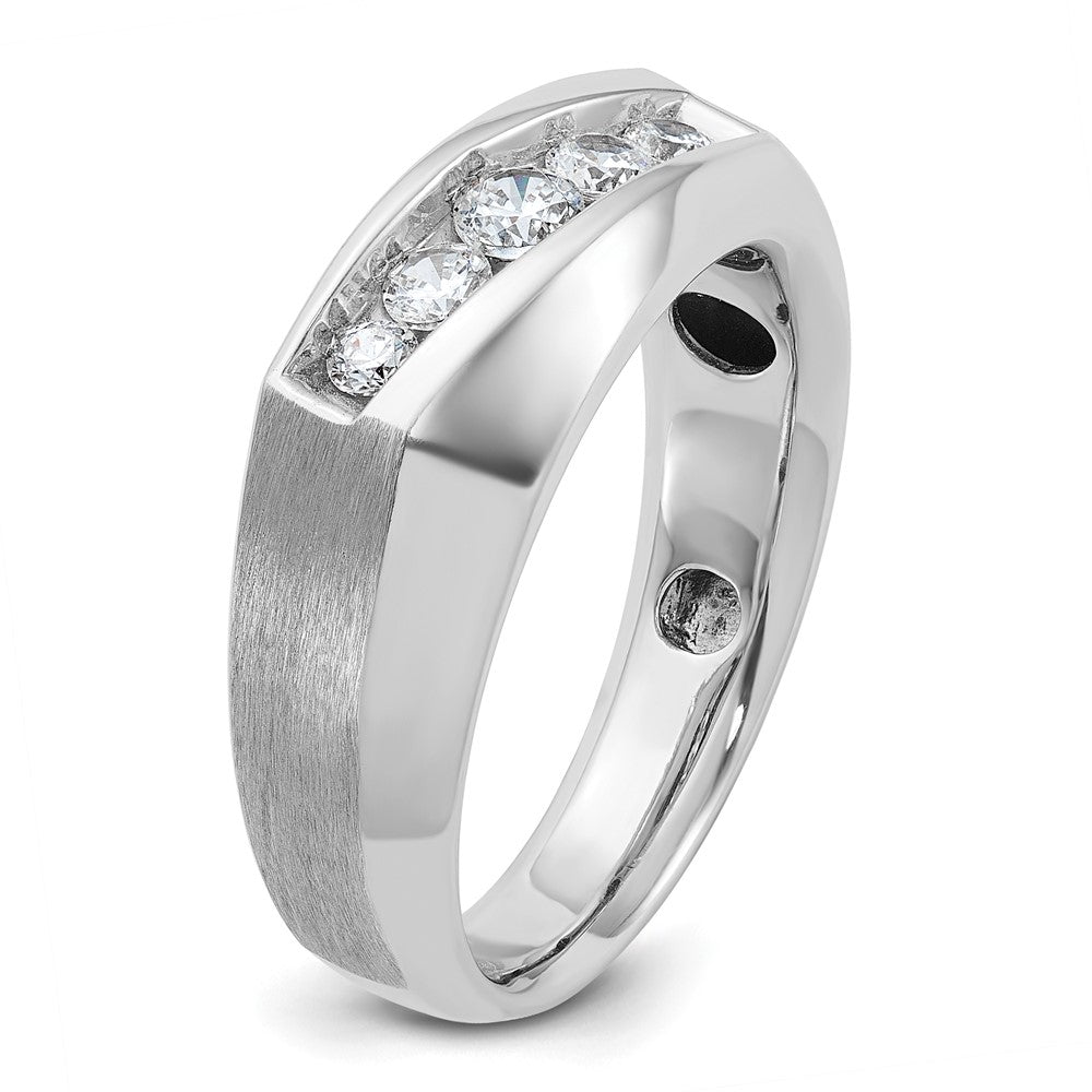 14k White Gold IBGoodman Men's Polished & Satin 5-Stone Diamond Ring