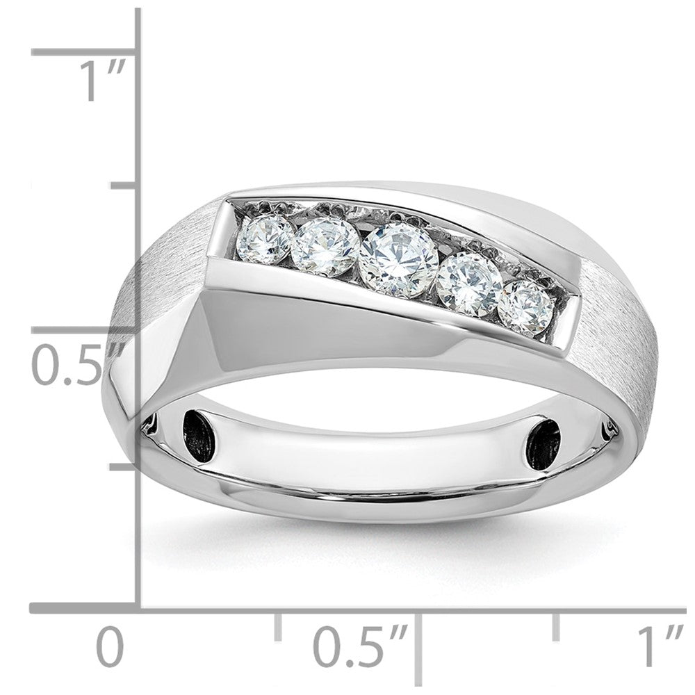 14k White Gold IBGoodman Men's Polished & Satin 5-Stone Diamond Ring
