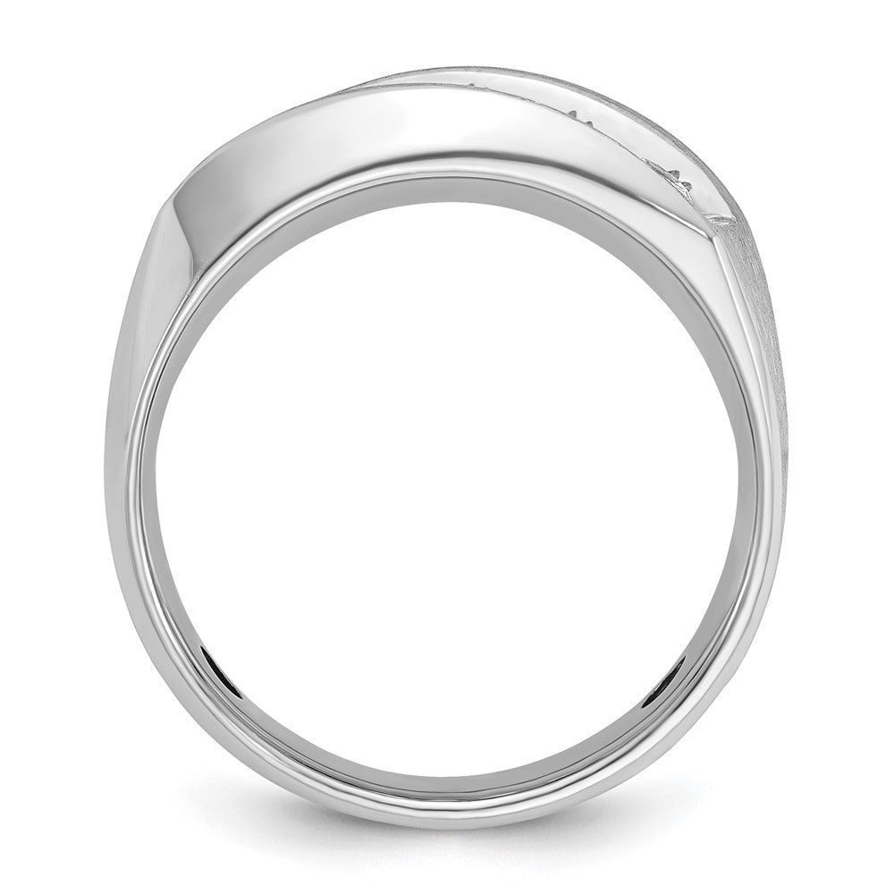 14k White Gold IBGoodman Men's Polished & Satin 5-Stone Diamond Ring