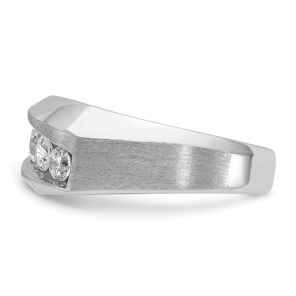 14k White Gold IBGoodman Men's Polished & Satin 5-Stone Diamond Ring