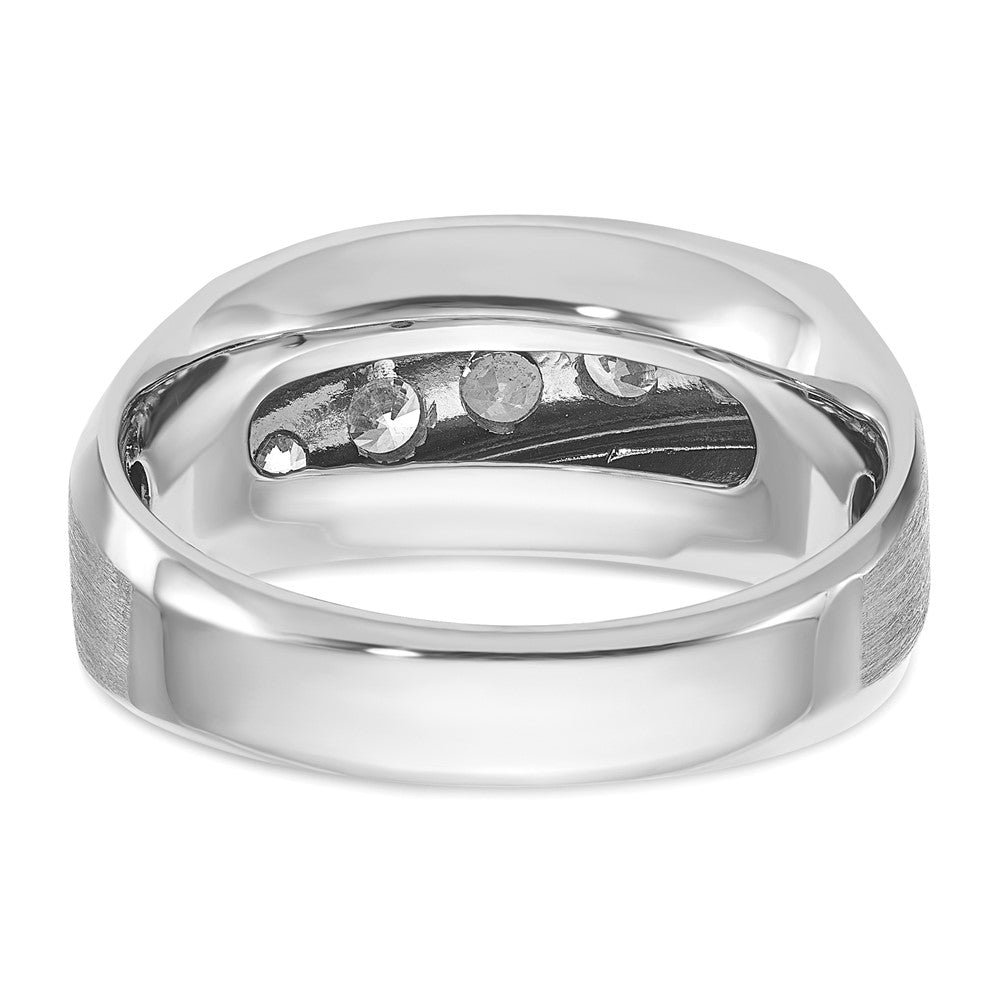 14k White Gold IBGoodman Men's Polished & Satin 5-Stone Diamond Ring