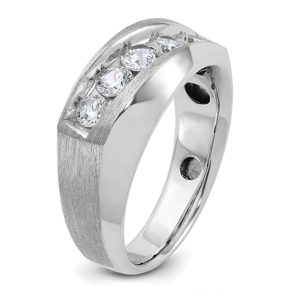 14k White Gold IBGoodman Men's Polished & Satin 5-Stone Diamond Ring