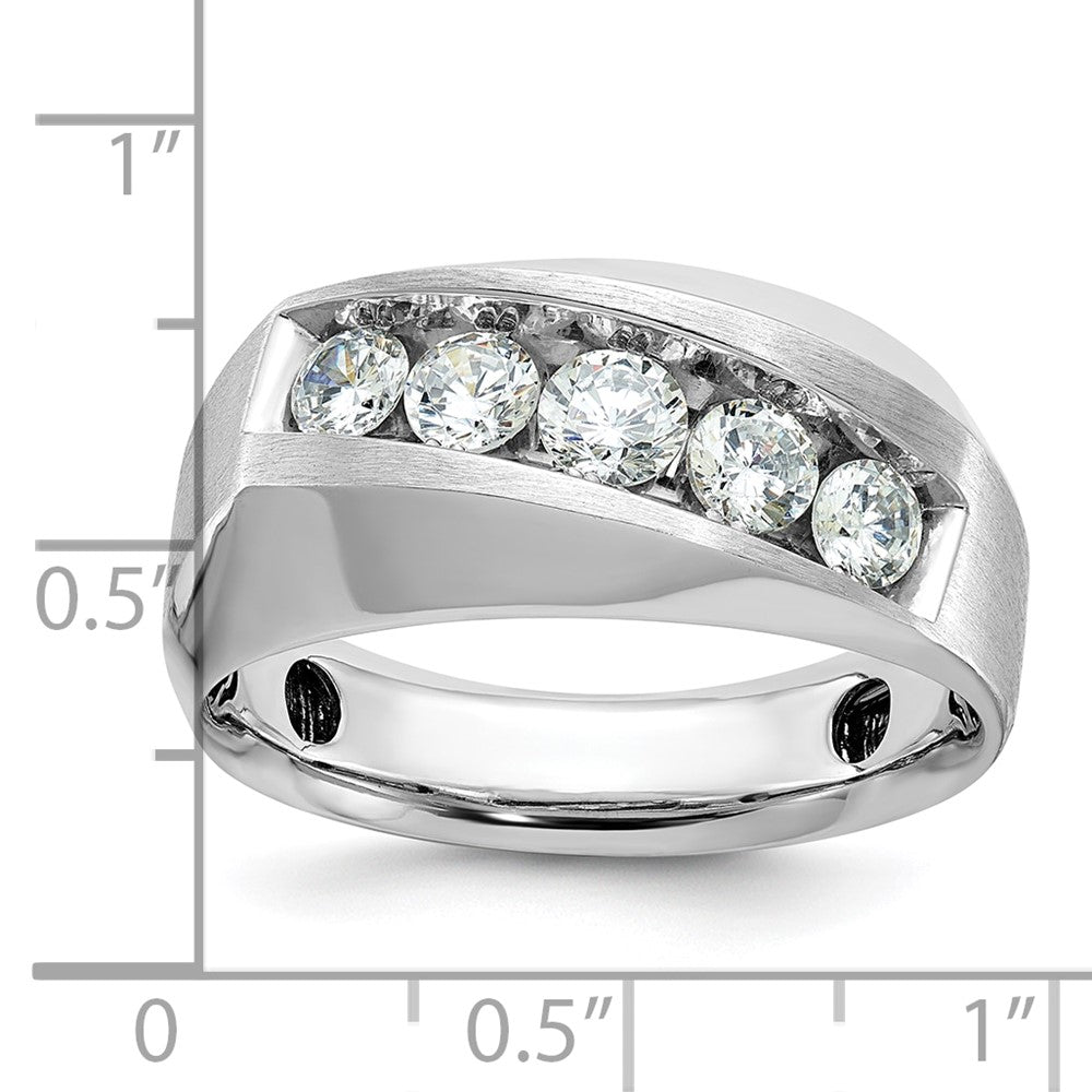 14k White Gold IBGoodman Men's Polished & Satin 5-Stone Ring Mounting