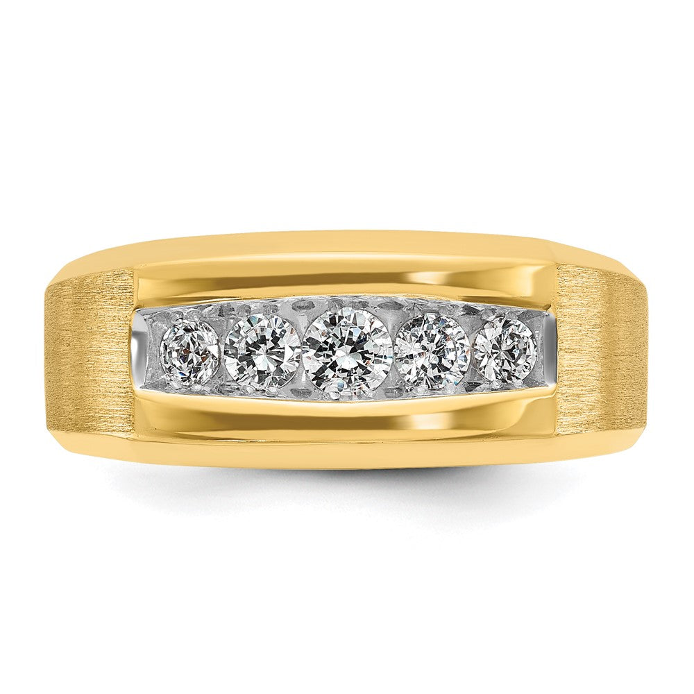 14k IBGoodman Men's Polished and Satin 5-Stone Diamond Ring