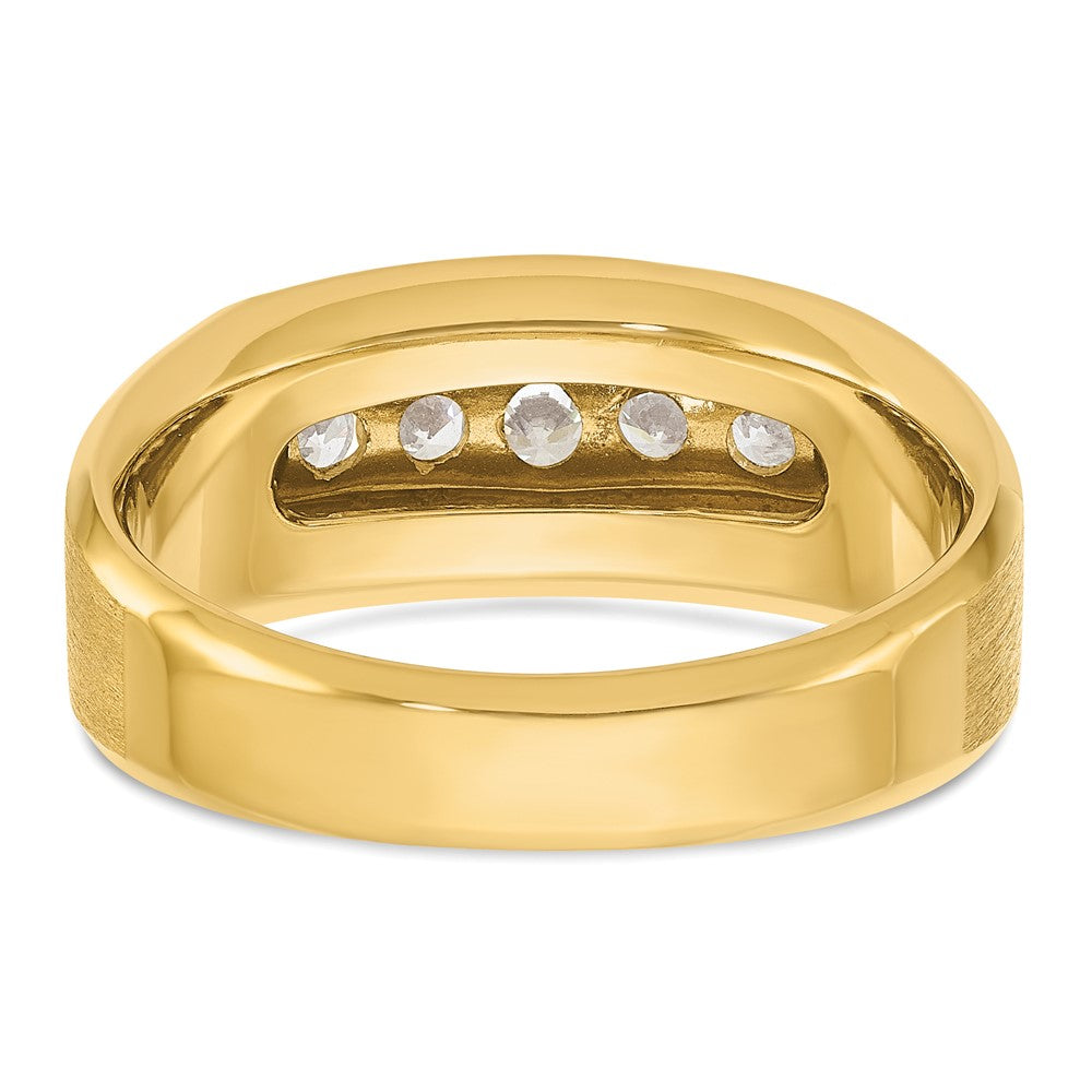 14k IBGoodman Men's Polished and Satin 5-Stone Diamond Ring