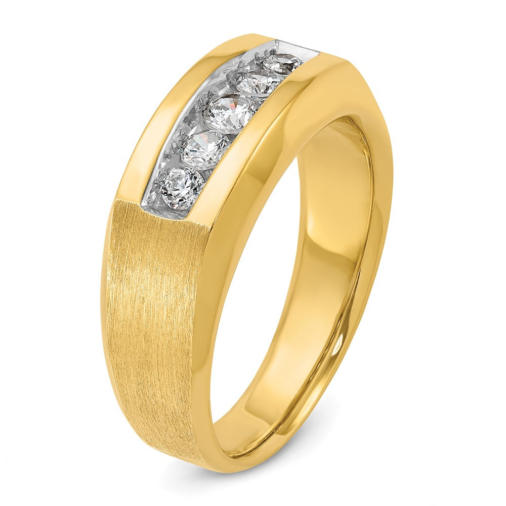 14k IBGoodman Men's Polished and Satin 5-Stone Diamond Ring