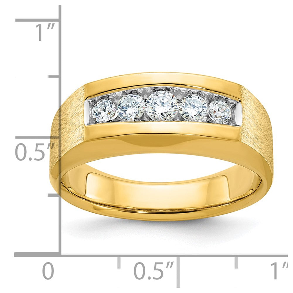 14k IBGoodman Men's Polished and Satin 5-Stone Diamond Ring