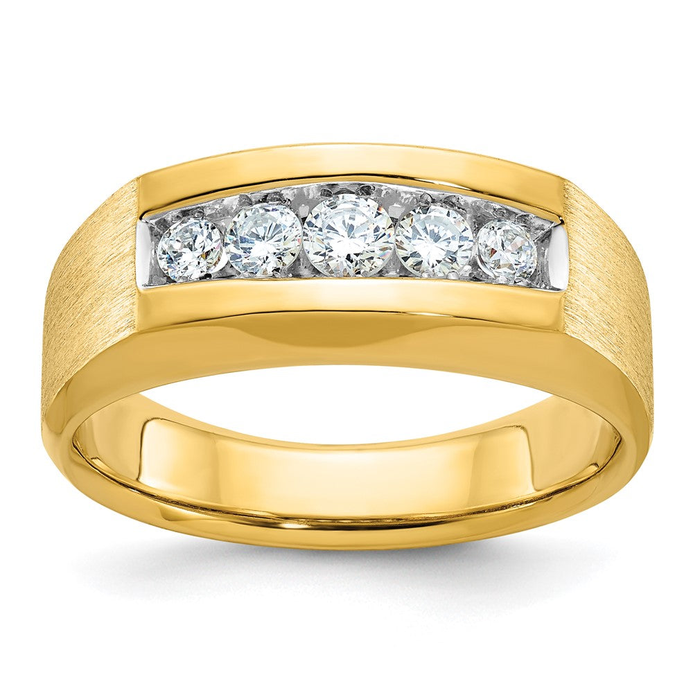14k IBGoodman Men's Polished and Satin 5-Stone Diamond Ring