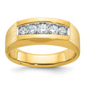 14k IBGoodman Men's Polished and Satin 5-Stone Diamond Ring