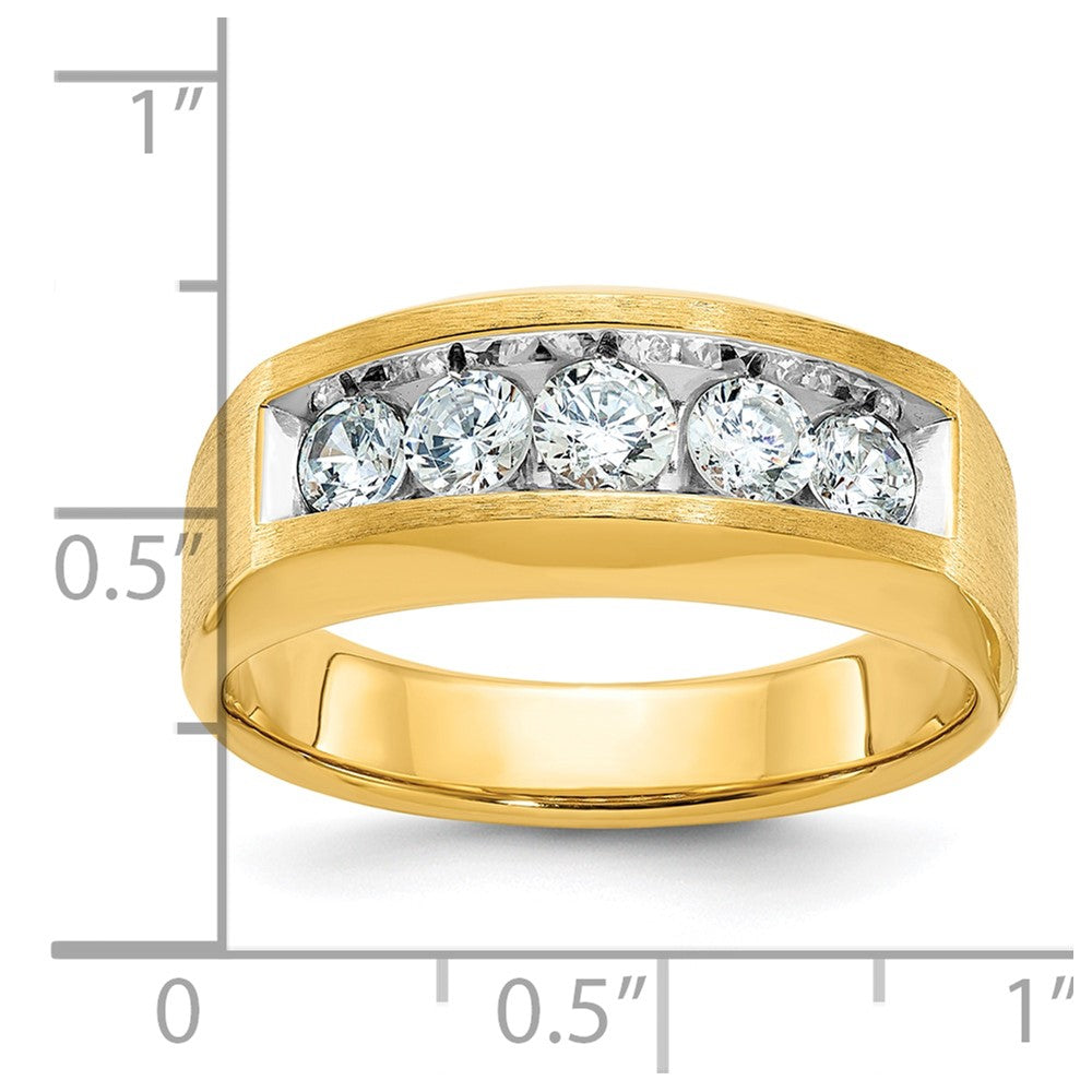 14k IBGoodman Men's Polished and Satin 5-Stone Diamond Ring