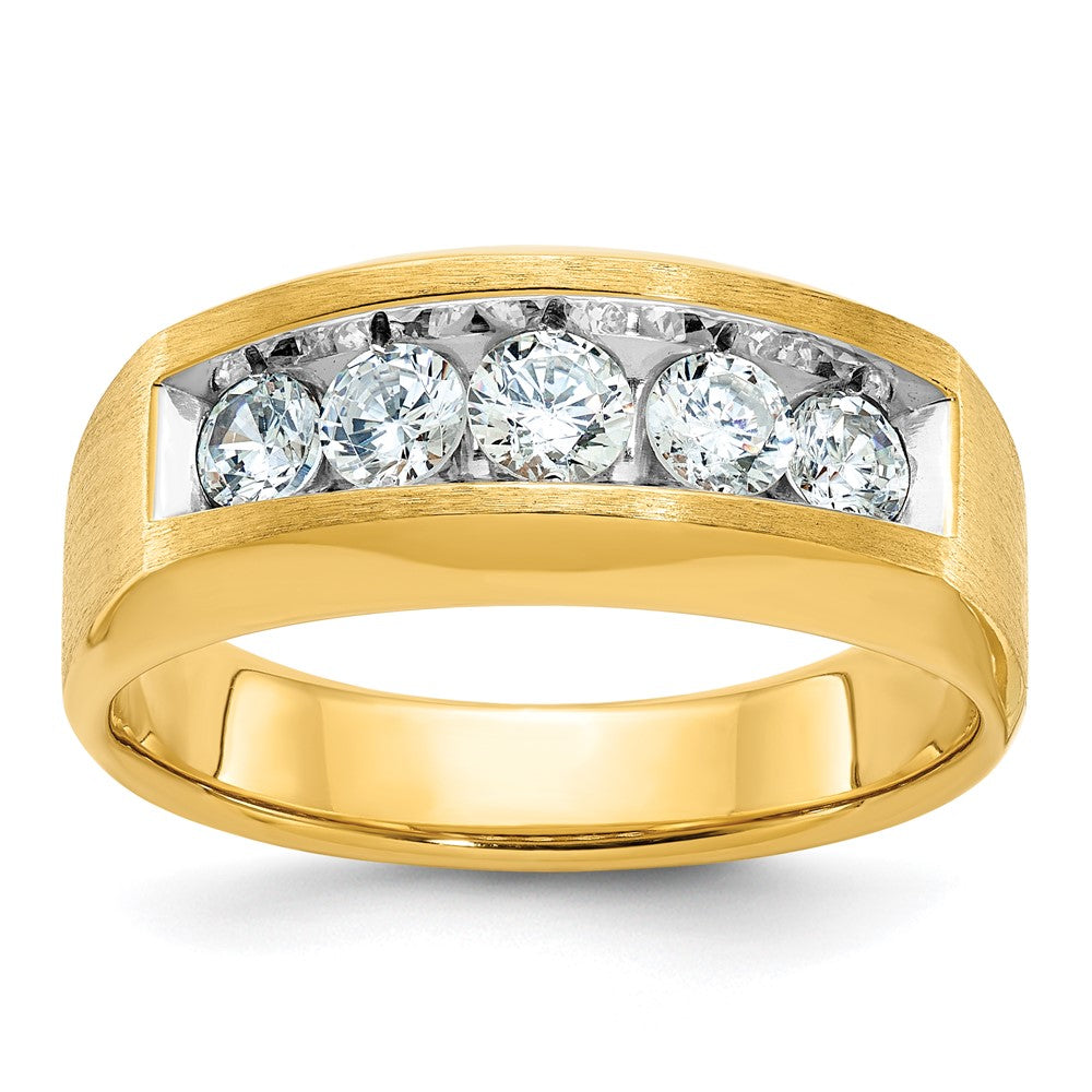 14k IBGoodman Men's Polished and Satin 5-Stone Diamond Ring