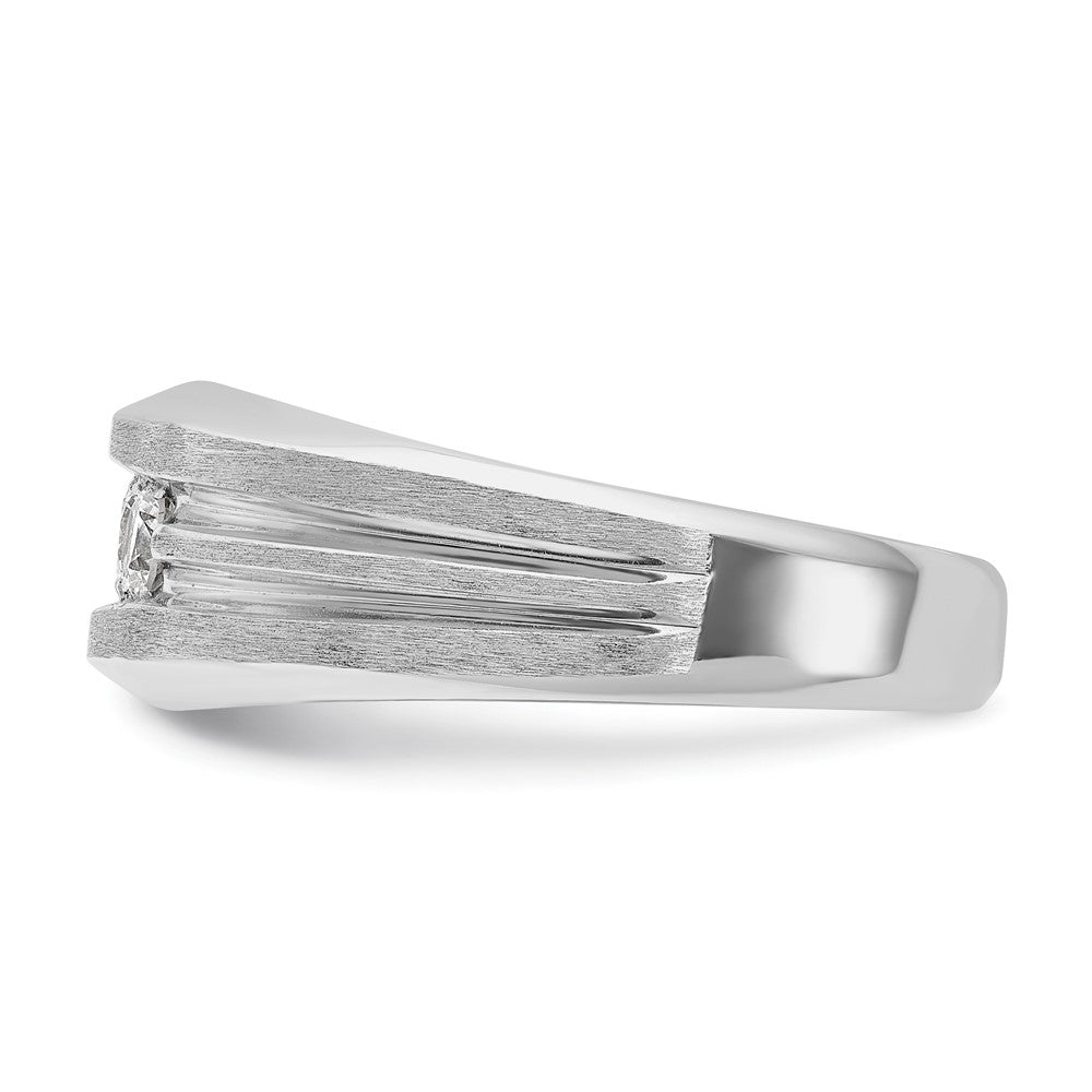 14kw IBGoodman Men's Polished Satin & Grooved 3-Stone Ring Mounting