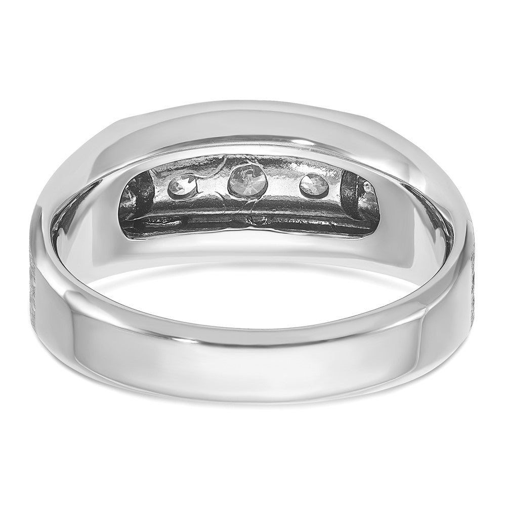 14kw IBGoodman Men's Polished Satin & Grooved 3-Stone Ring Mounting
