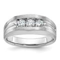 14kw IBGoodman Men's Polished Satin & Grooved 3-Stone Ring Mounting