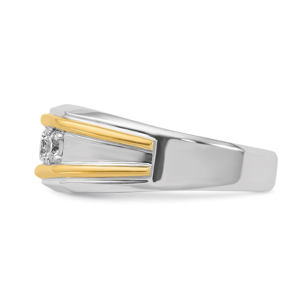 14k Two-tone IBGoodman Men's Polished 3-Stone Ring Mounting