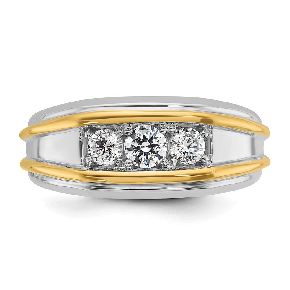 14k Two-tone IBGoodman Men's Polished 3-Stone Ring Mounting