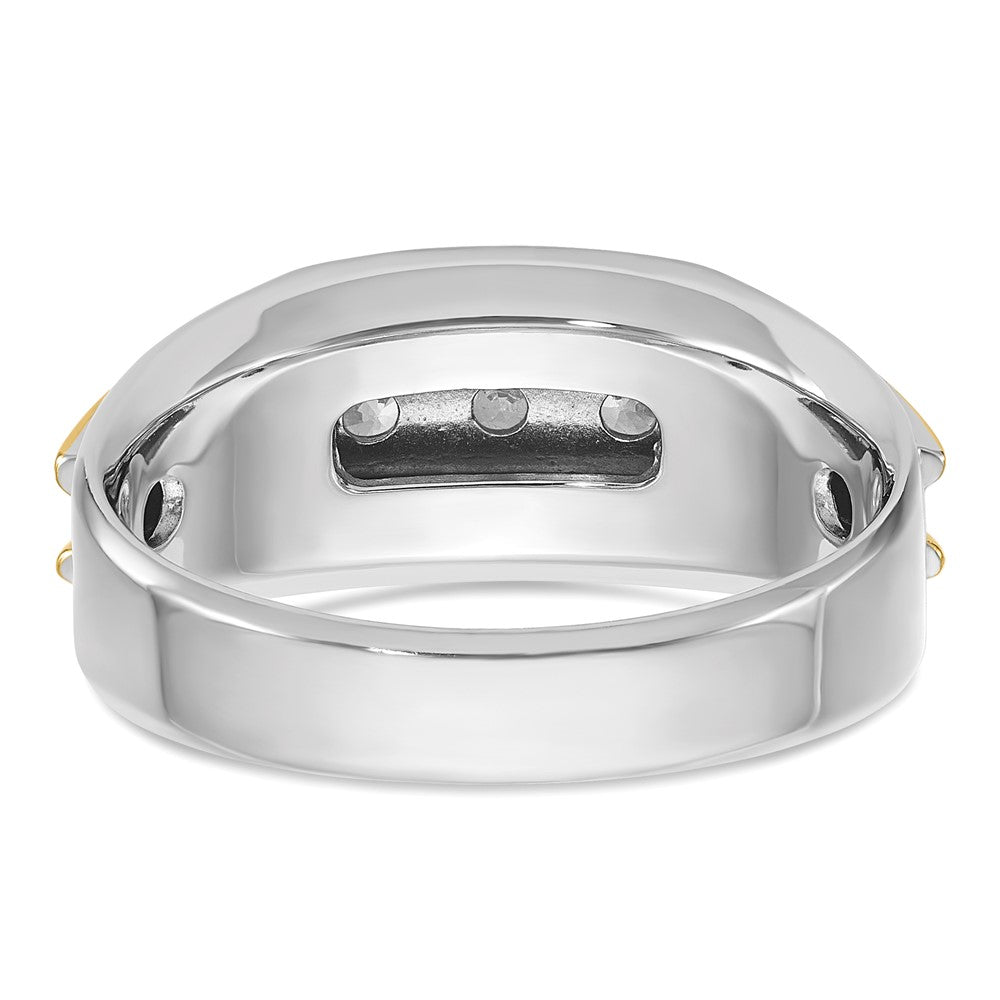 14k Two-tone IBGoodman Men's Polished 3-Stone Diamond Ring
