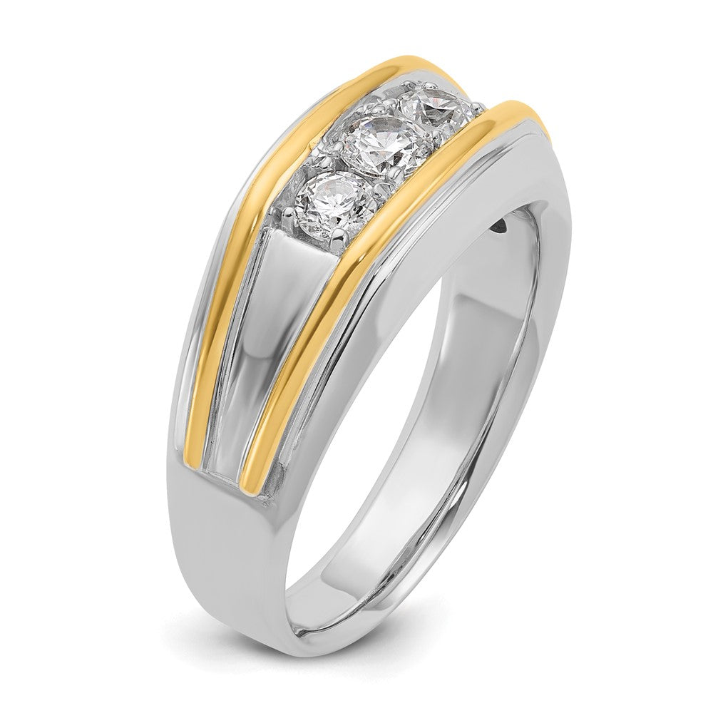 14k Two-tone IBGoodman Men's Polished 3-Stone Diamond Ring