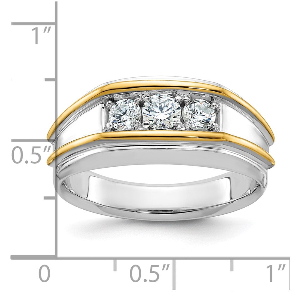 14k Two-tone IBGoodman Men's Polished 3-Stone Ring Mounting