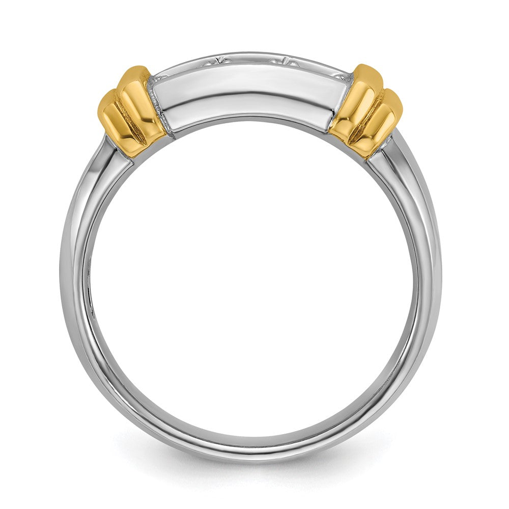 14k Two-tone IBGoodman Men's Polished 3-Stone Diamond Ring