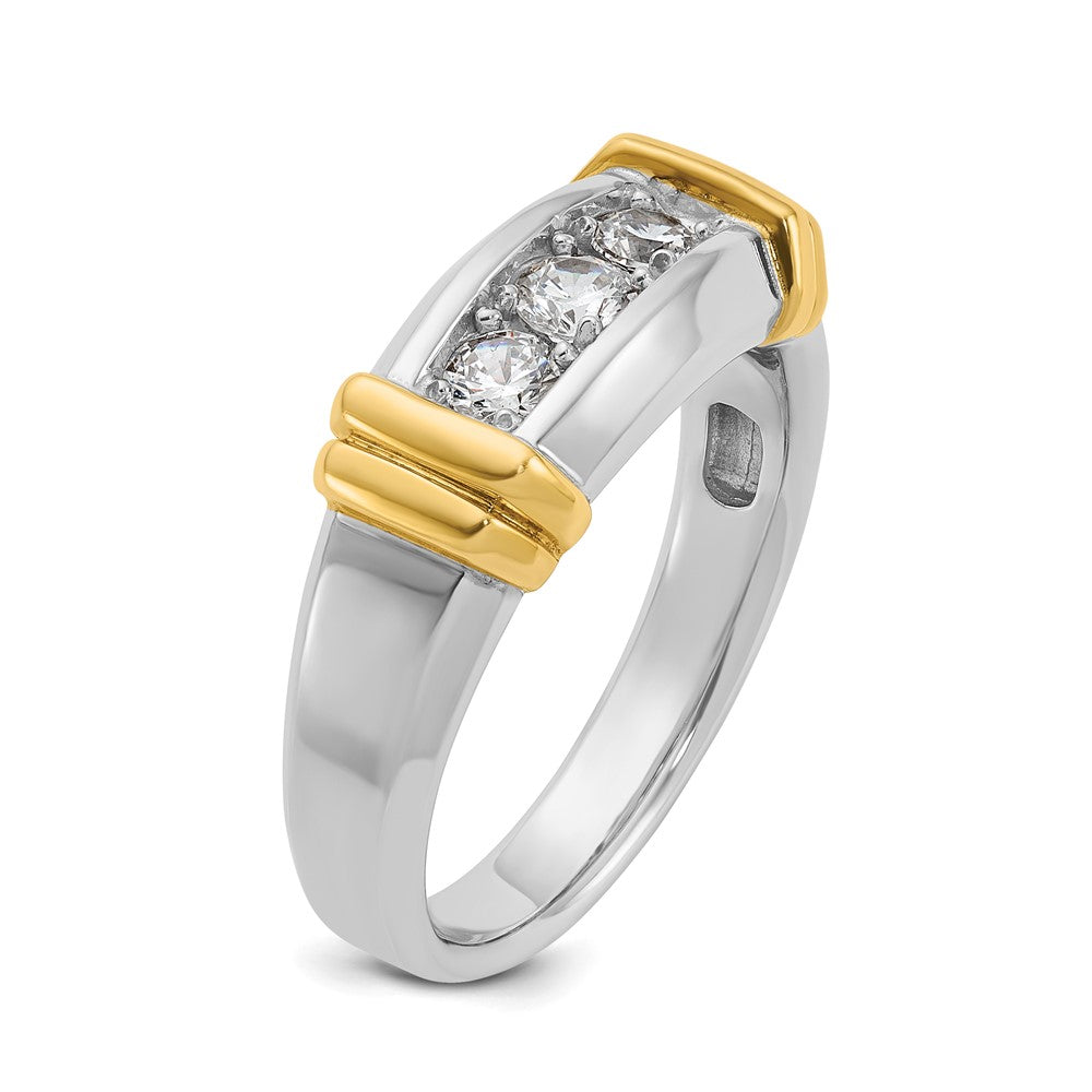 14k Two-tone IBGoodman Men's Polished 3-Stone Diamond Ring